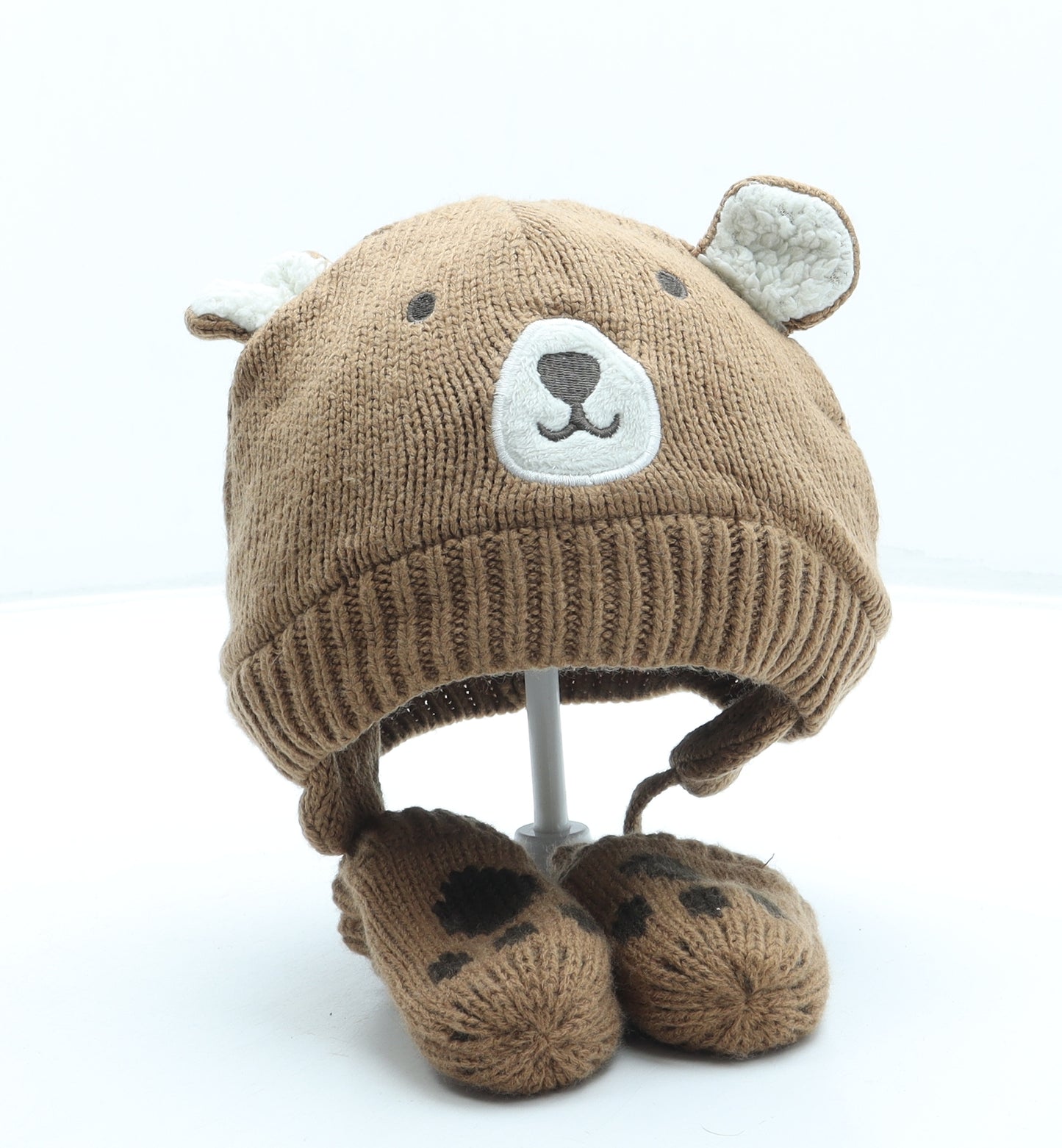 George Boys Brown Acrylic Beanie One Size - Bear