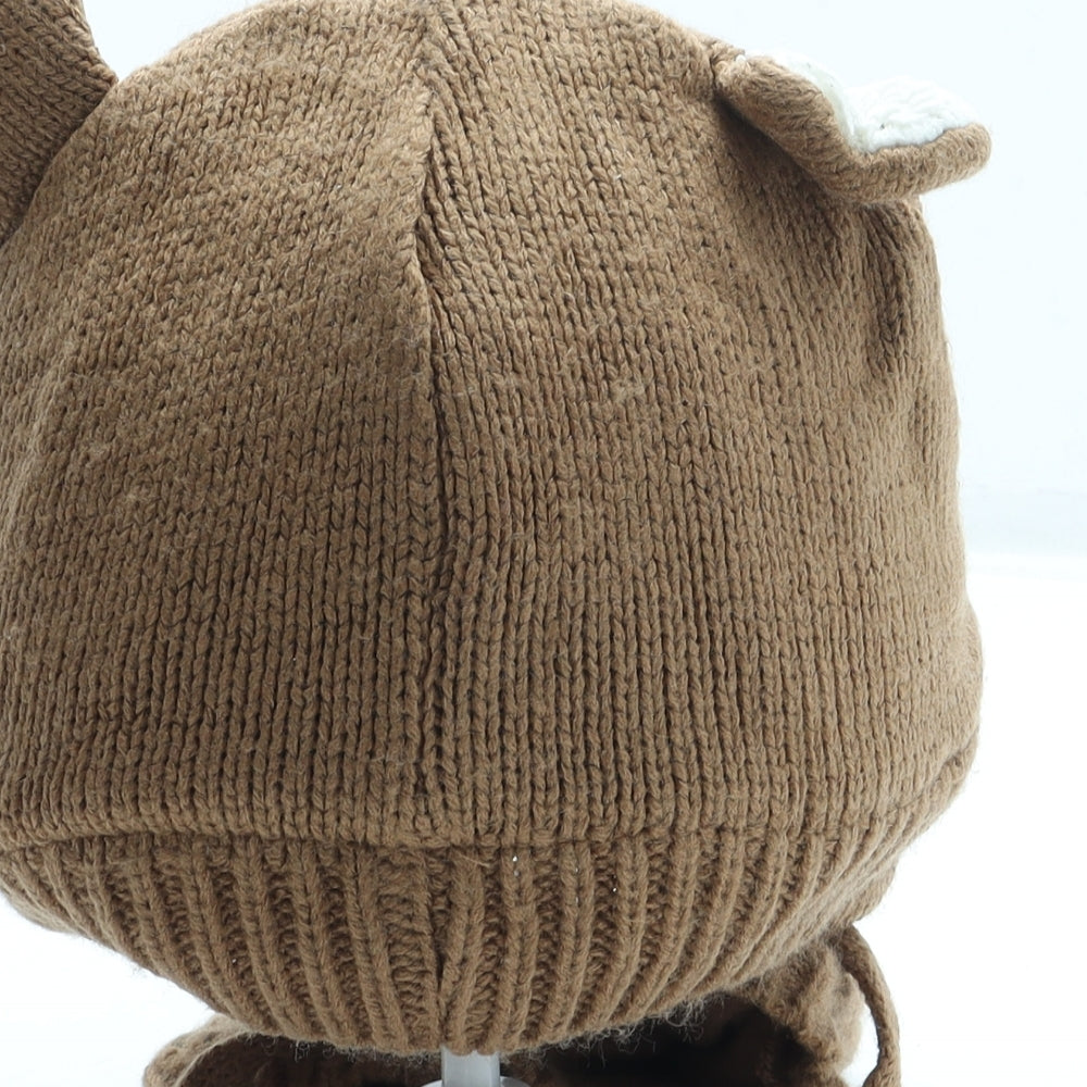 George Boys Brown Acrylic Beanie One Size - Bear
