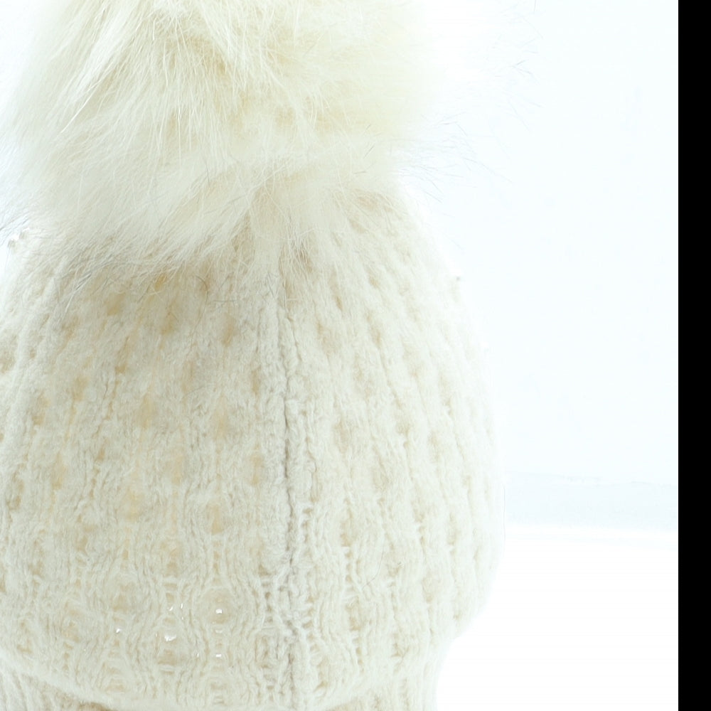 New Look Womens Ivory Acrylic Bobble Hat One Size - Pom Pom