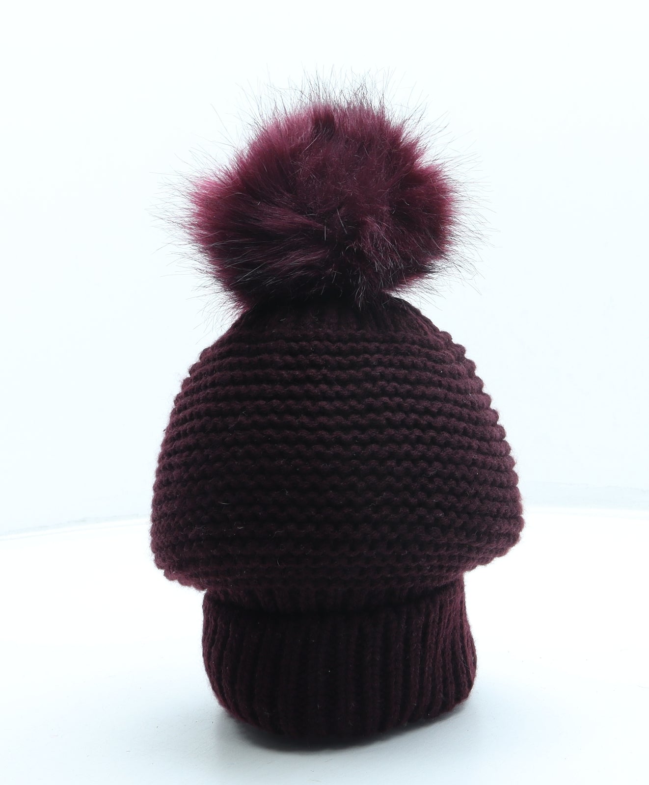 Primark Womens Red Acrylic Bobble Hat One Size - Pom Pom