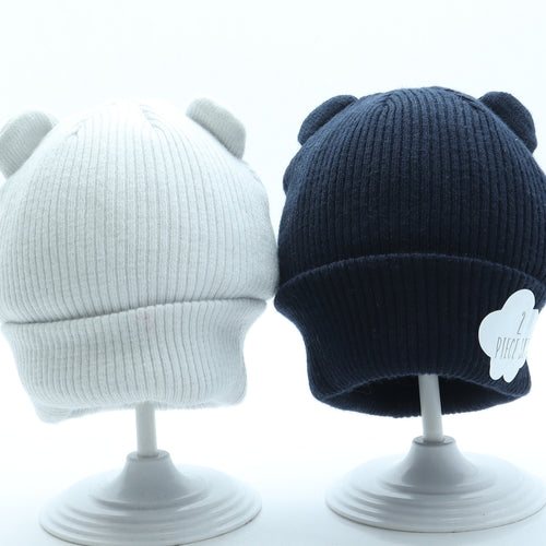 George Boys Blue Polyester Beanie One Size - Bear ears