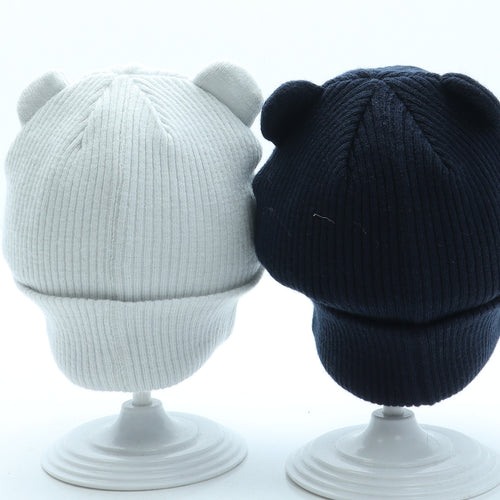 George Boys Blue Polyester Beanie One Size - Bear ears