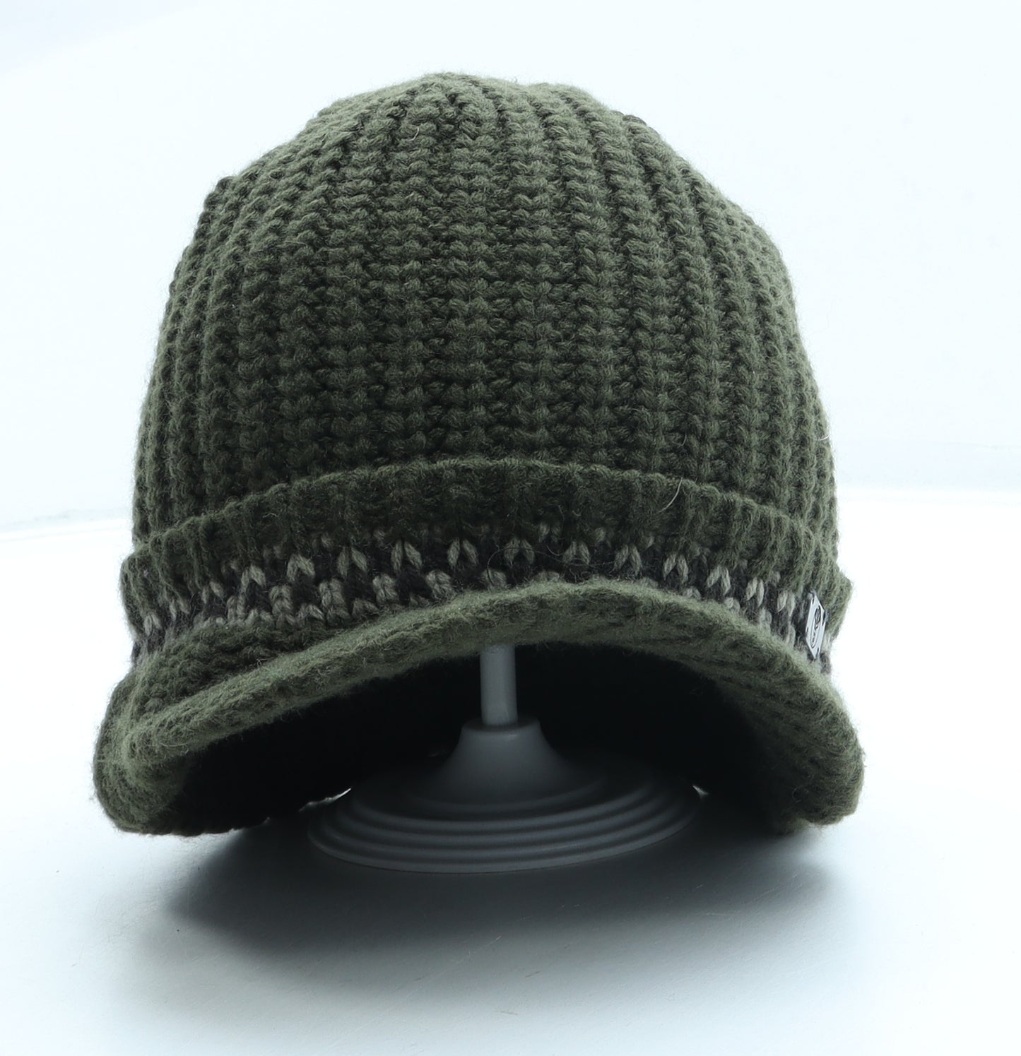 Fat Face Mens Green Acrylic Beanie One Size - Peak front