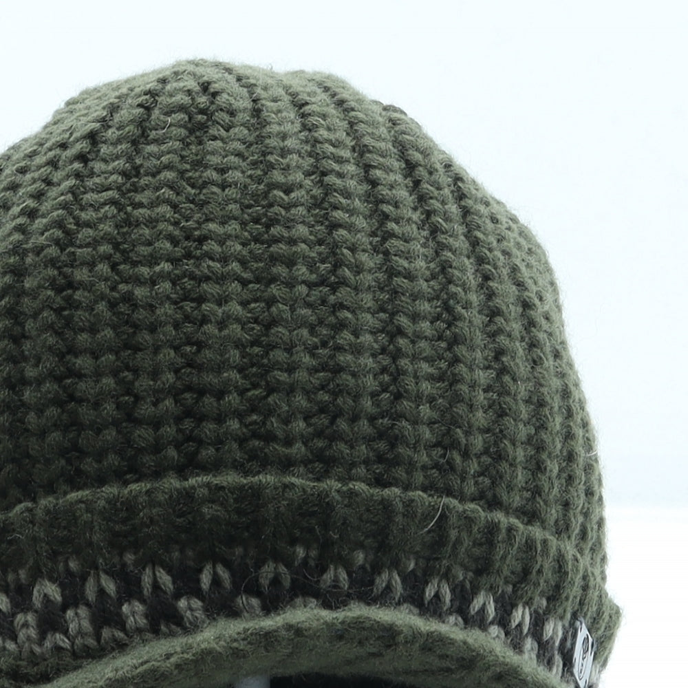 Fat Face Mens Green Acrylic Beanie One Size - Peak front