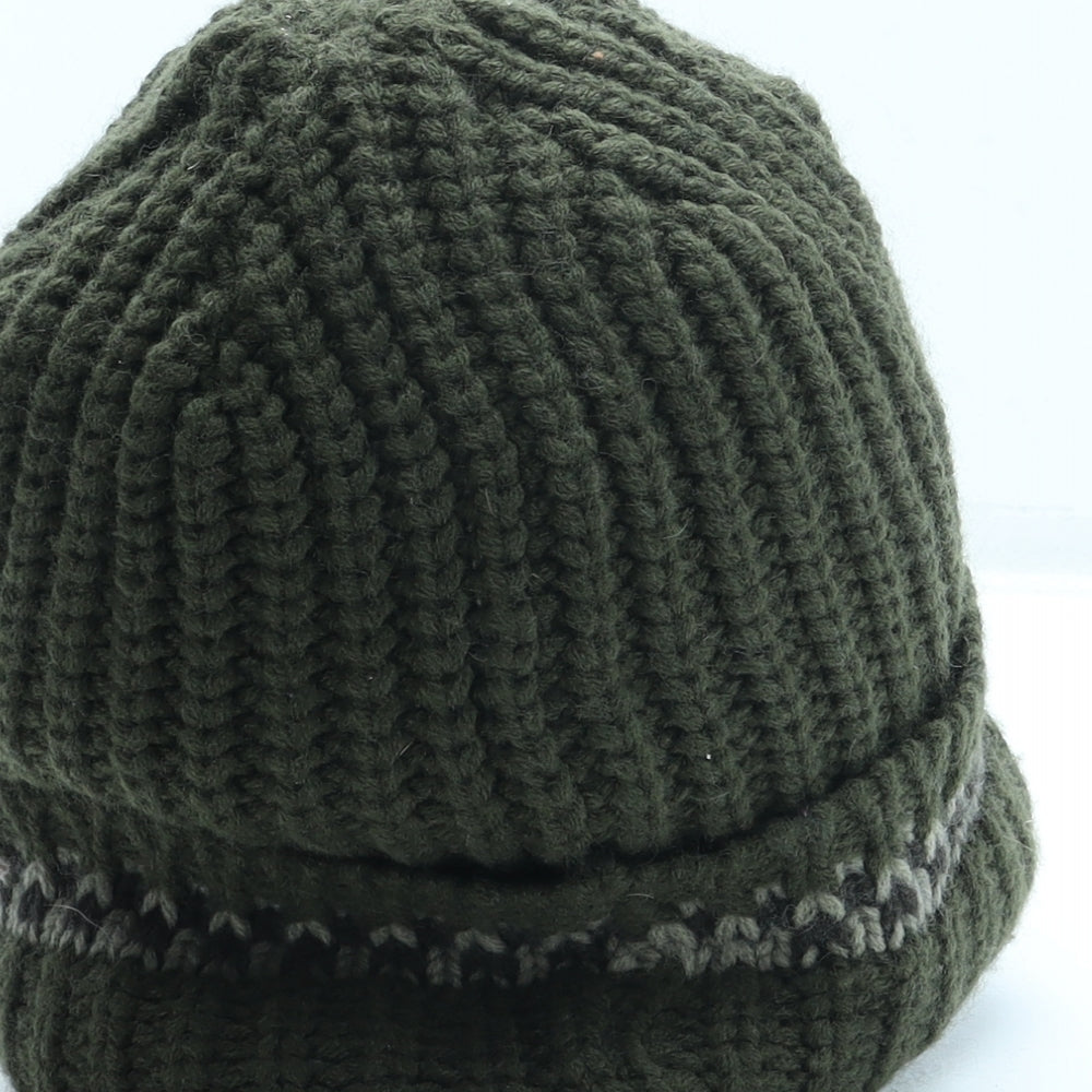 Fat Face Mens Green Acrylic Beanie One Size - Peak front