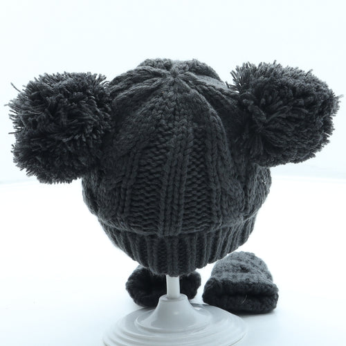 F&F Boys Grey Acrylic Bobble Hat One Size - Pom Pom