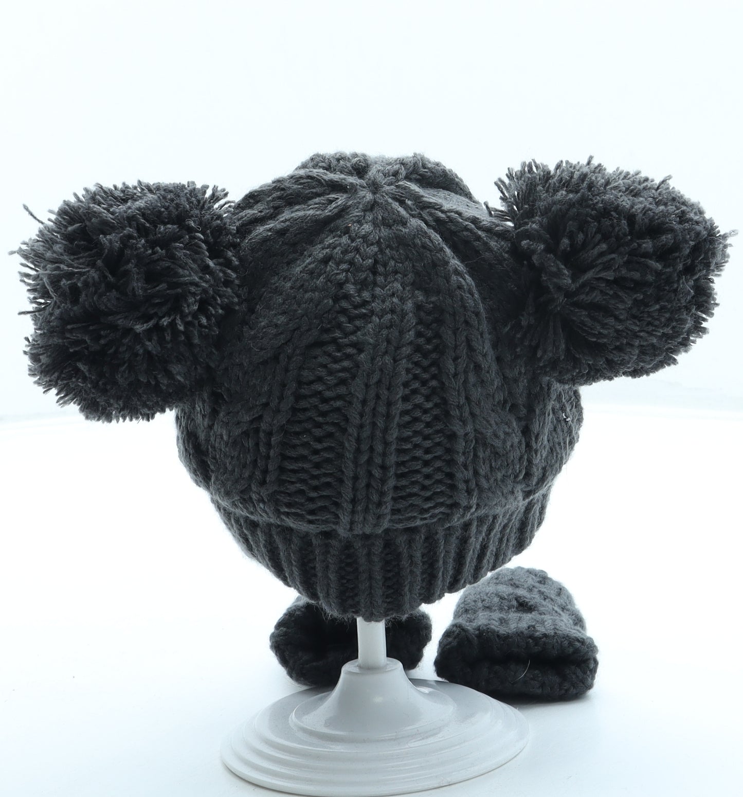 F&F Boys Grey Acrylic Bobble Hat One Size - Pom Pom