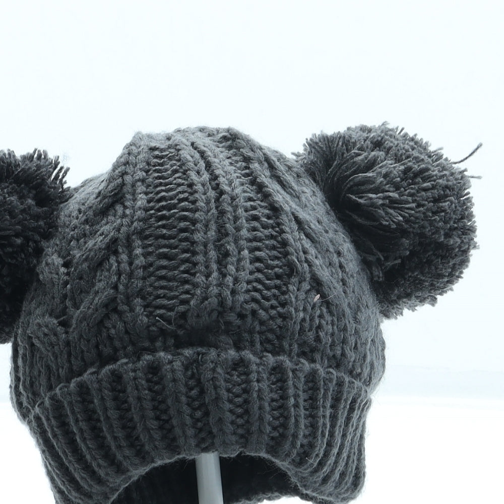 F&F Boys Grey Acrylic Bobble Hat One Size - Pom Pom