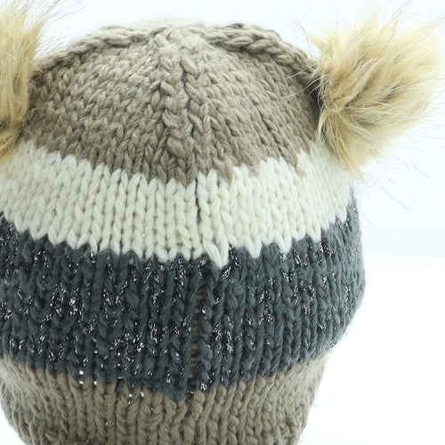 NEXT Girls Brown Acrylic Bobble Hat One Size - Bear