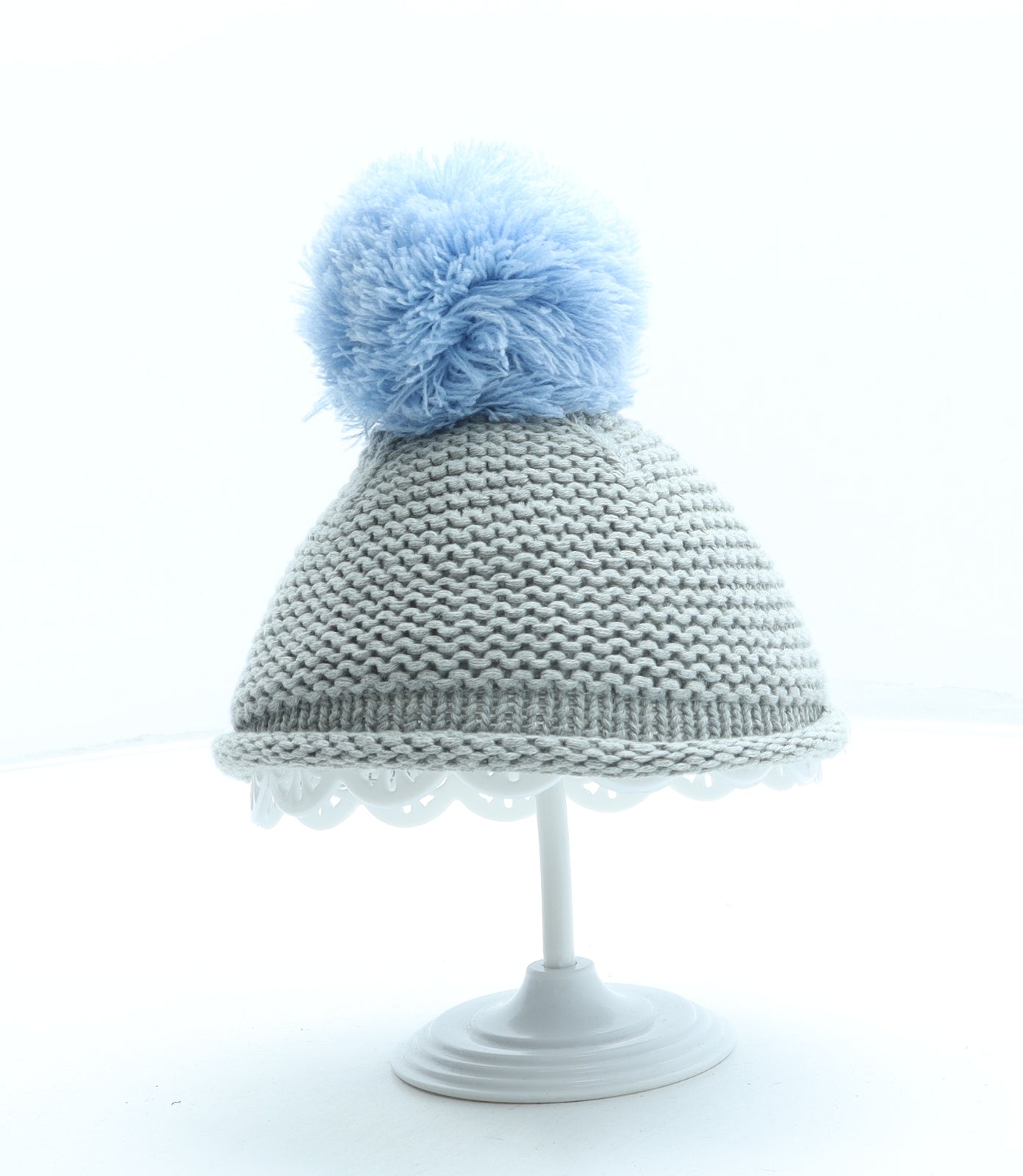 NEXT Boys Grey Cotton Bobble Hat One Size - Pom Pom