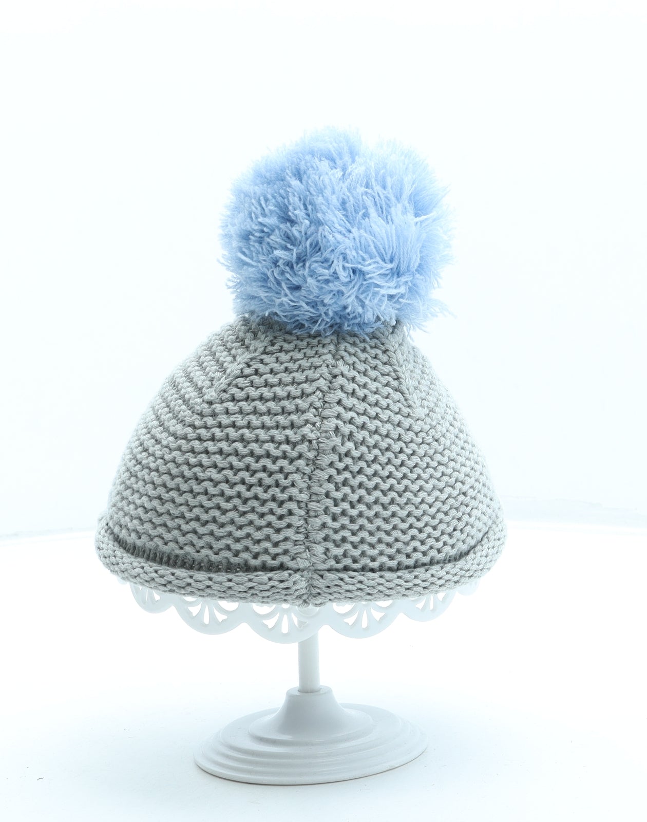 NEXT Boys Grey Cotton Bobble Hat One Size - Pom Pom