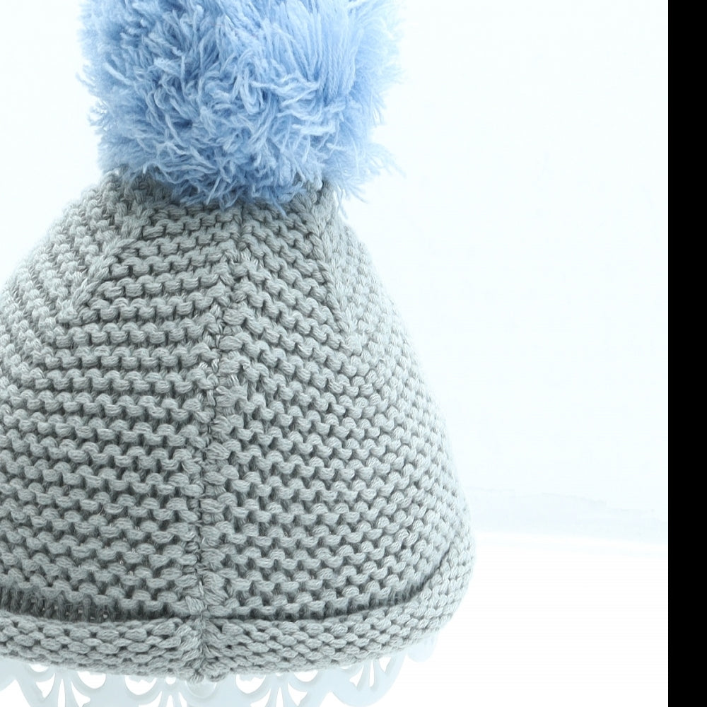 NEXT Boys Grey Cotton Bobble Hat One Size - Pom Pom