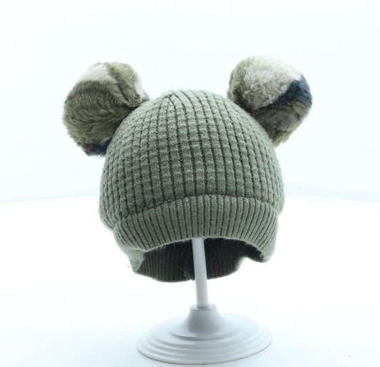 Nutmeg Boys Green Viscose Bobble Hat One Size - Pom Pom