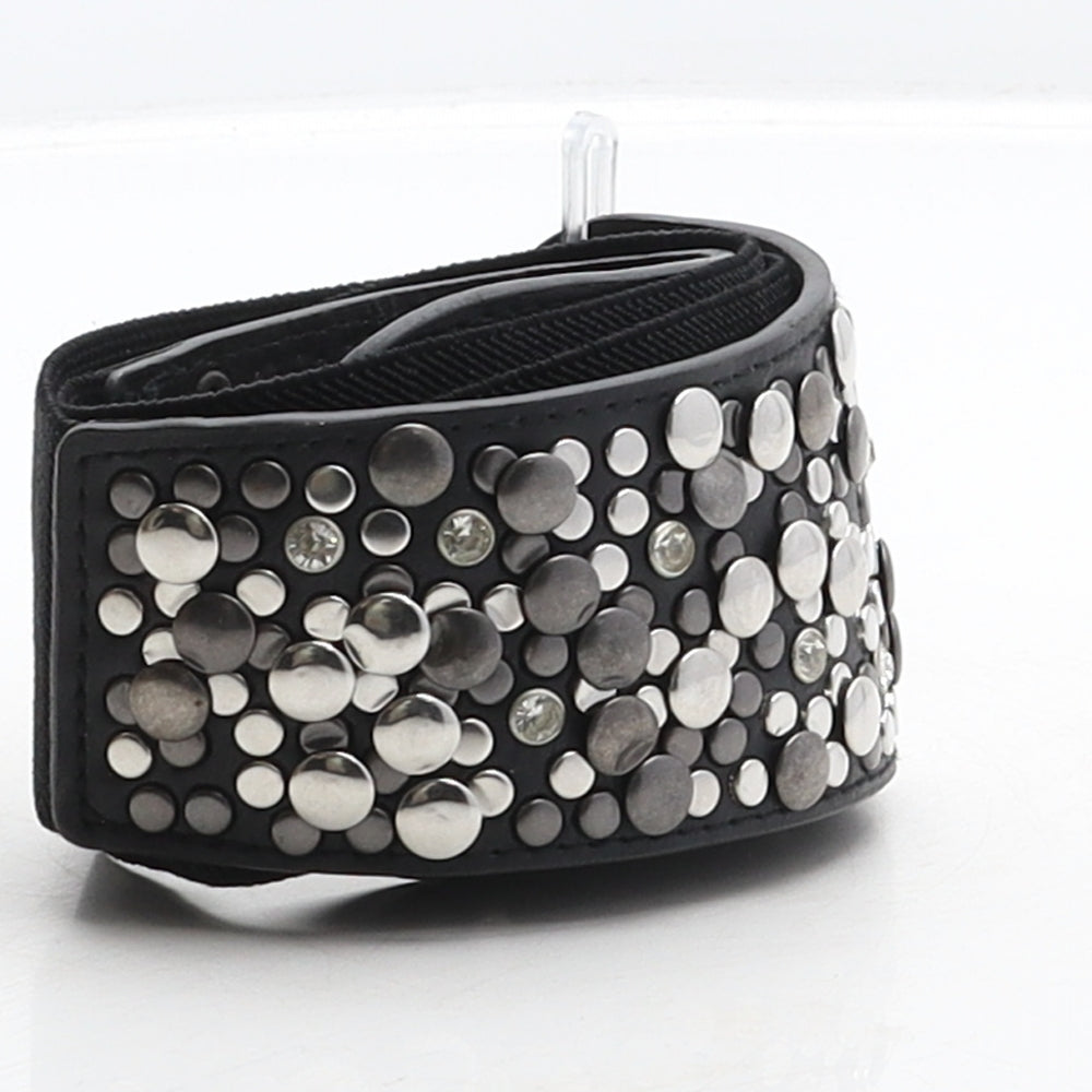 Kim&Co Womens Black Solid Polyurethane Waist Belt Belt Size XL