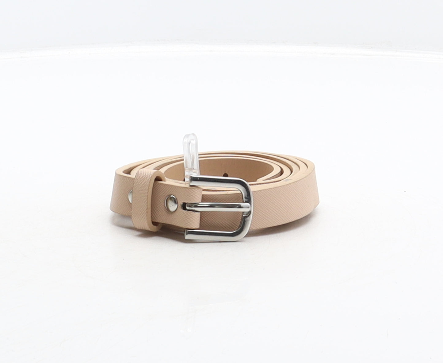 Peacocks Womens Beige Solid Polyurethane Adjustable Belt Belt Size L