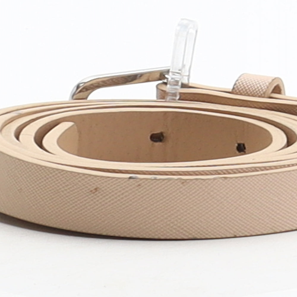 Peacocks Womens Beige Solid Polyurethane Adjustable Belt Belt Size L