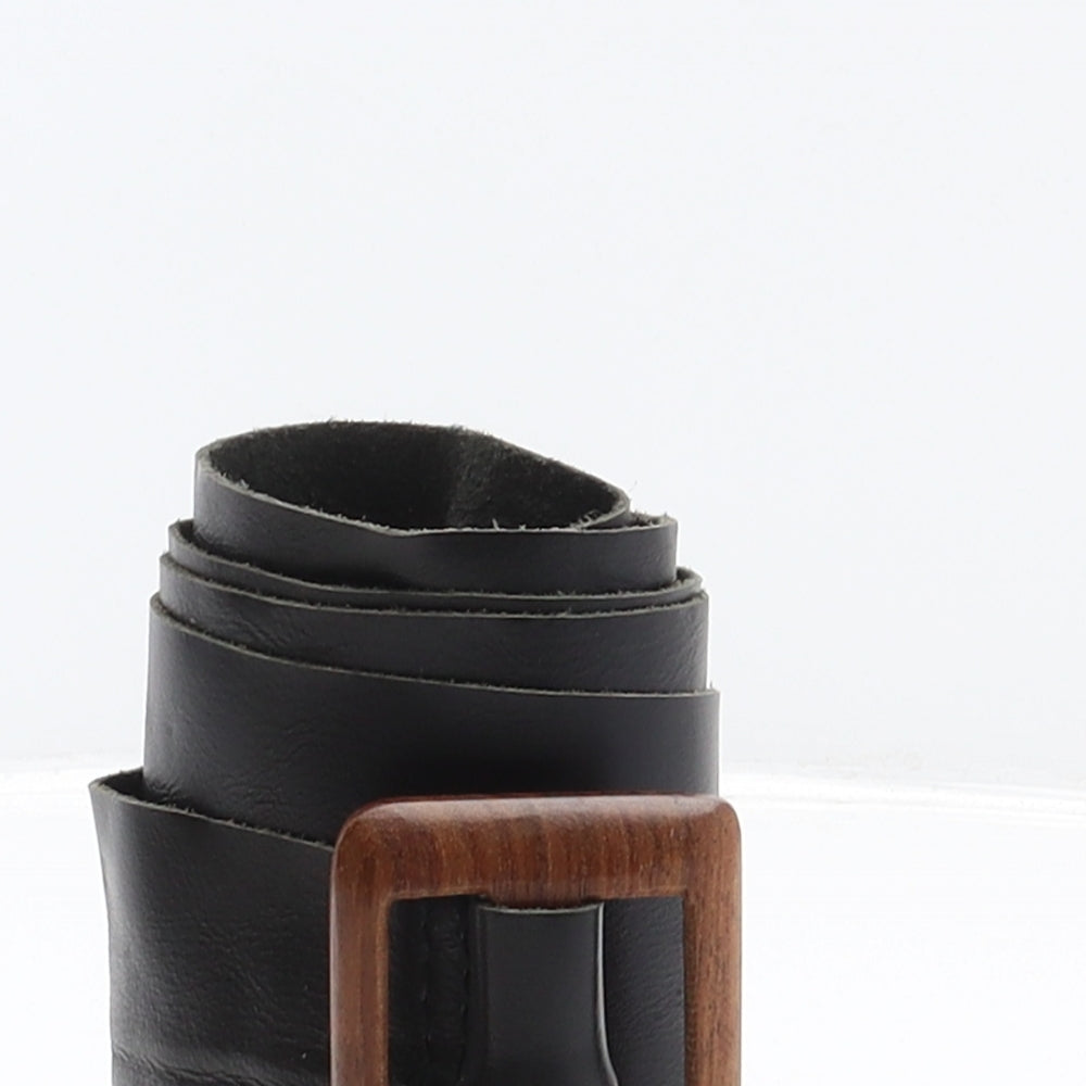 Monsoon Womens Black Solid Leather Waist Belt Belt Size L