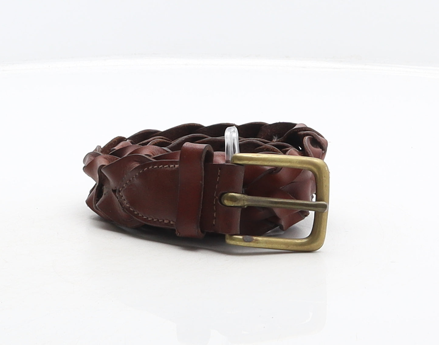 Trafalgar Mens Brown Solid Leather Braided/Woven Belt Belt Size 34