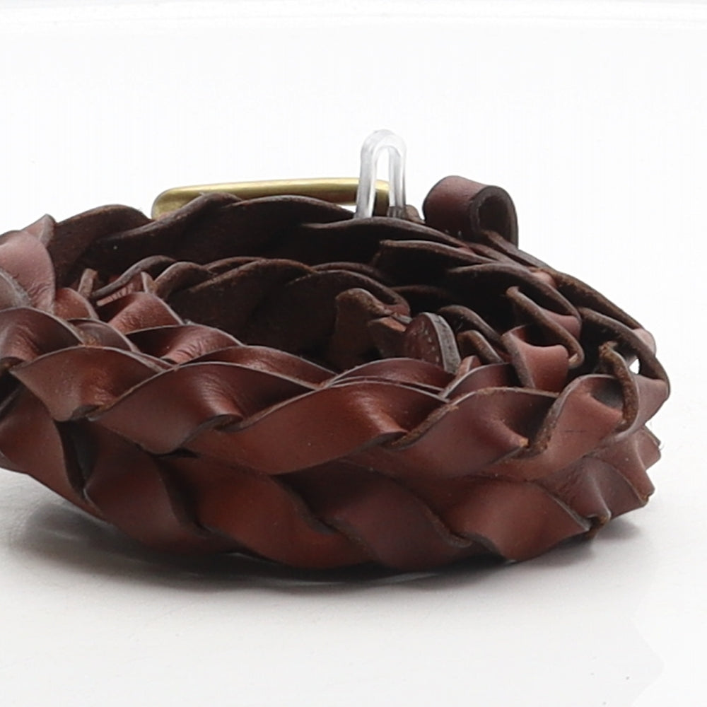 Trafalgar Mens Brown Solid Leather Braided/Woven Belt Belt Size 34