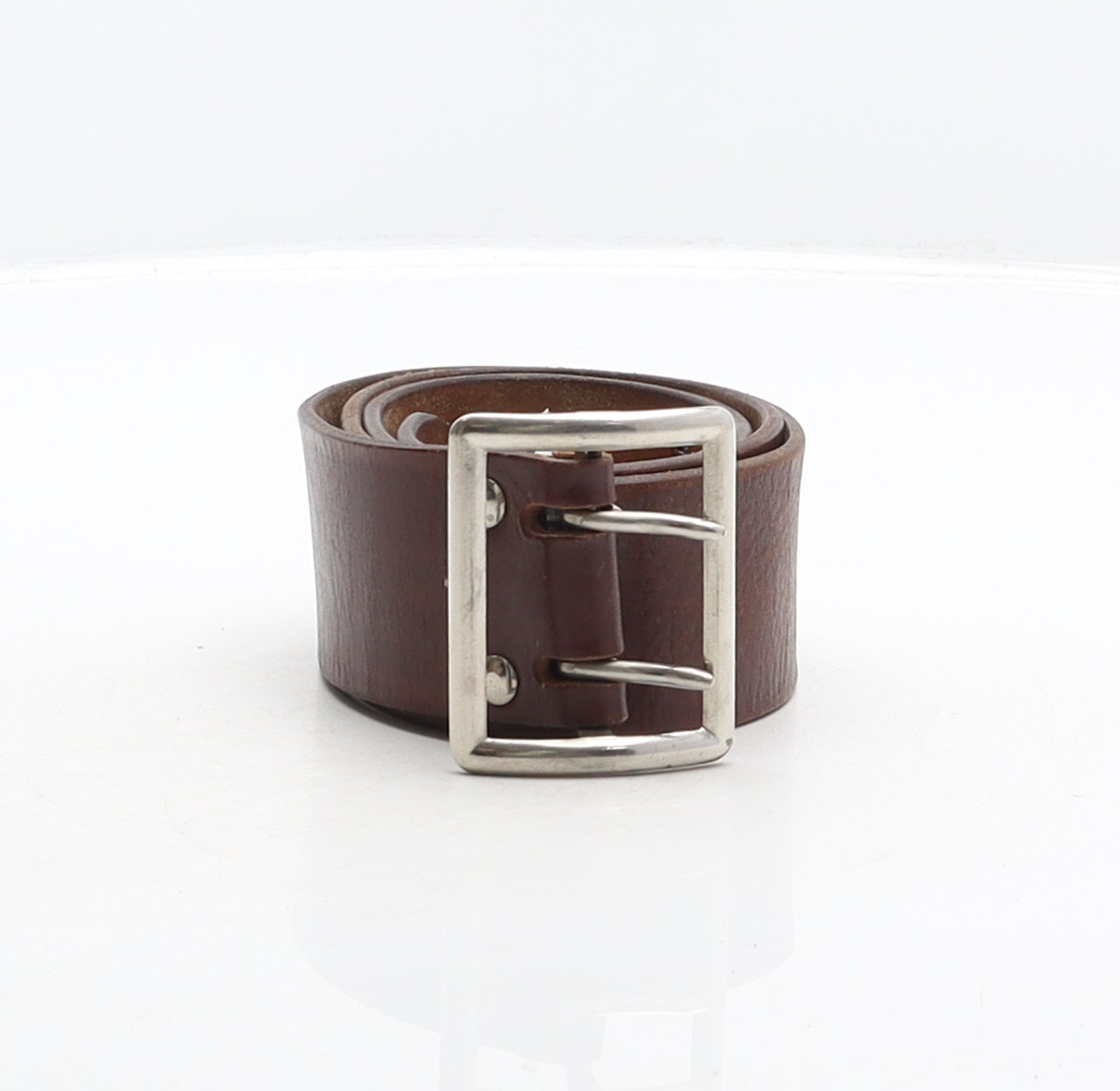 Preworn Womens Brown Solid Leather Adjustable Belt Belt One Size