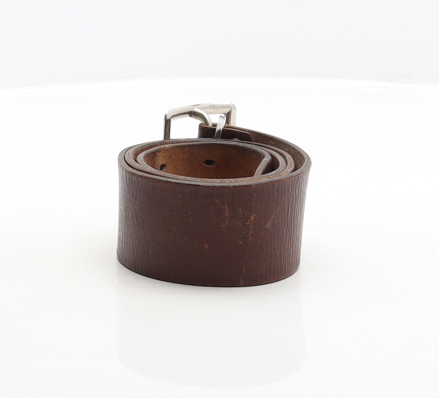 Preworn Womens Brown Solid Leather Adjustable Belt Belt One Size