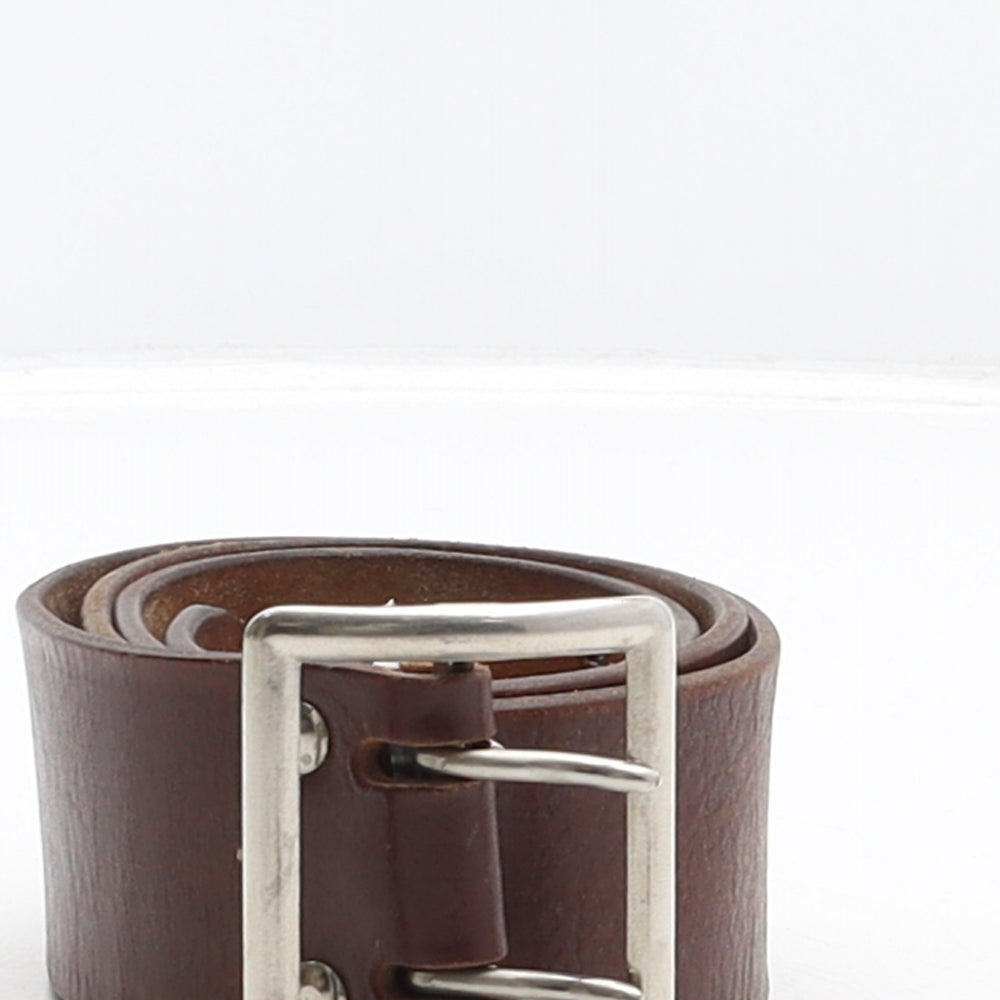 Preworn Womens Brown Solid Leather Adjustable Belt Belt One Size