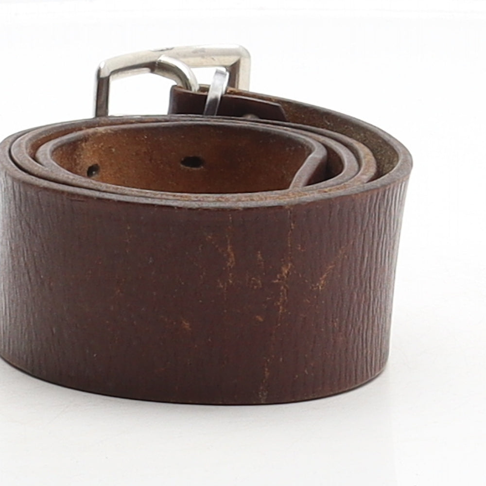 Preworn Womens Brown Solid Leather Adjustable Belt Belt One Size