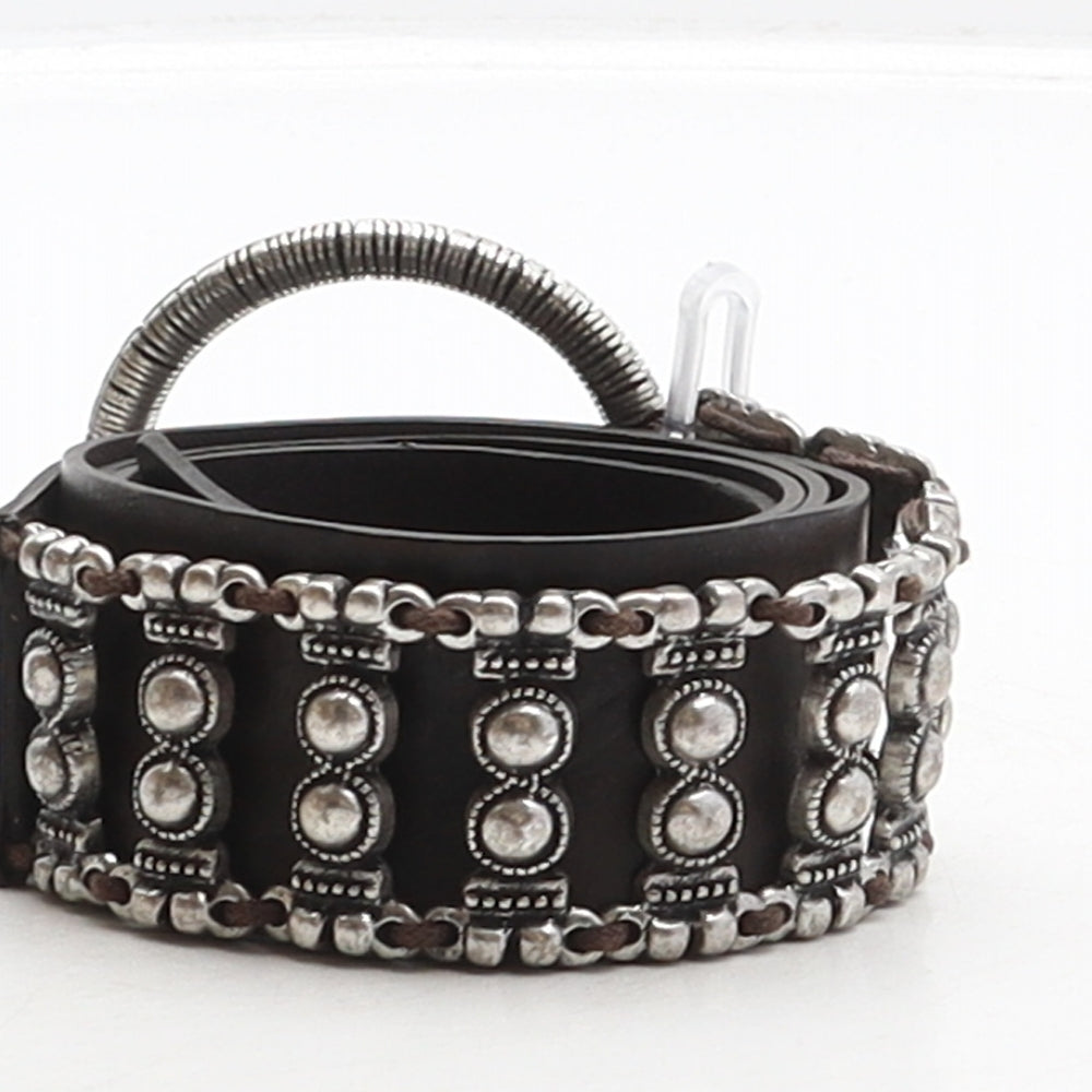 Per Una Womens Brown Solid Polyurethane Fashion Belt Belt Size M