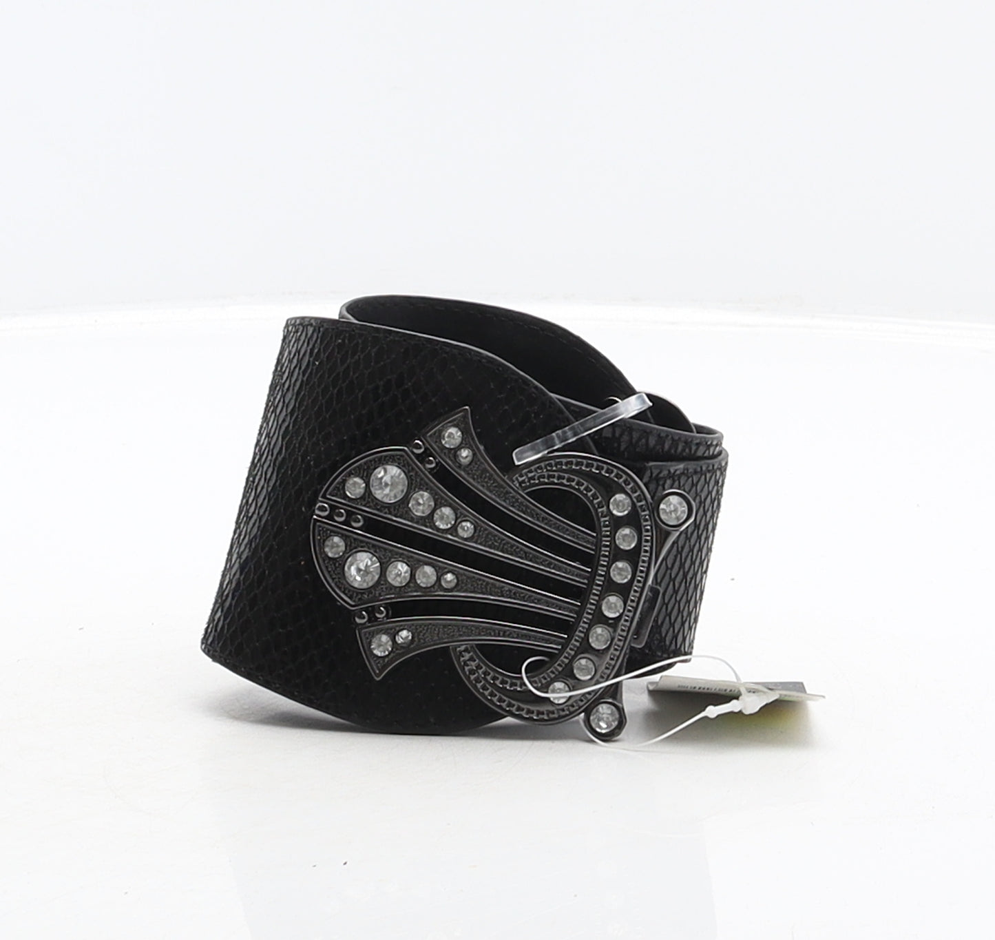 Accessorize Womens Black Animal Print Polyurethane Waist Belt Belt Size S - Snake skin print