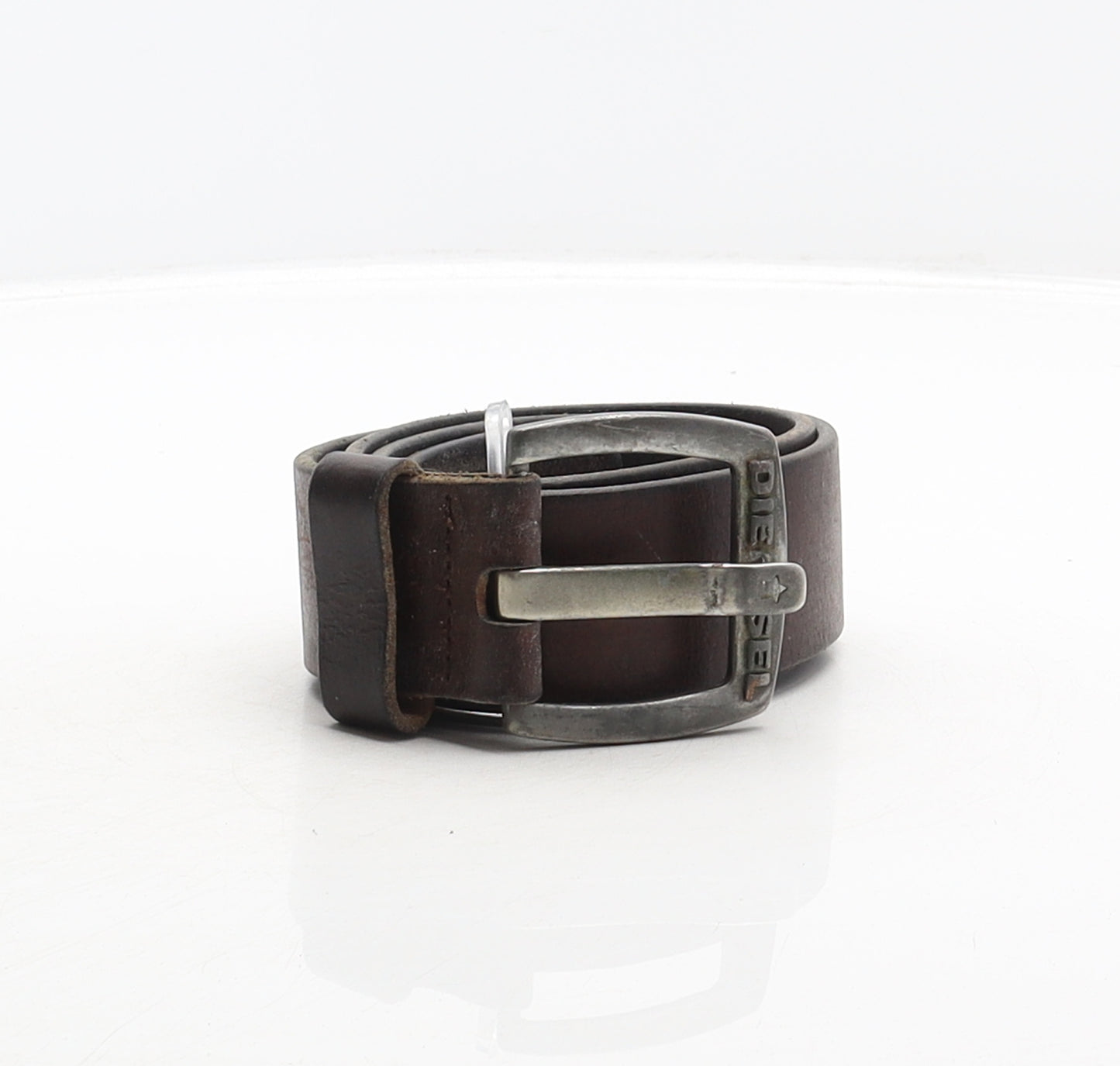 Diesel Mens Brown Solid Leather Dress Belt Belt Size 95