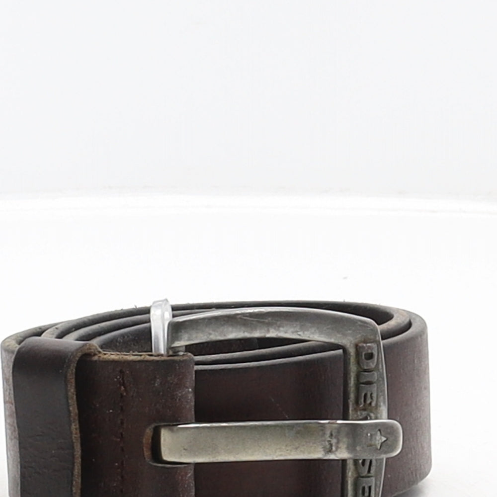 Diesel Mens Brown Solid Leather Dress Belt Belt Size 95