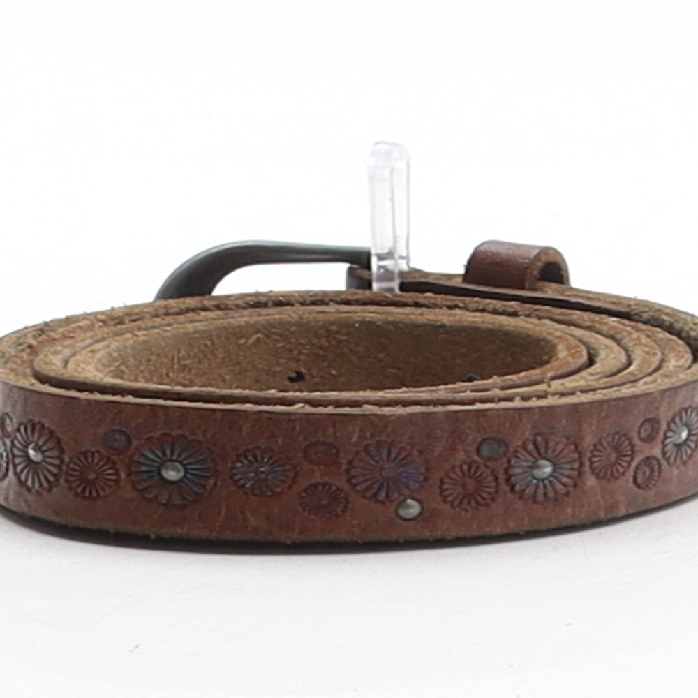 Fat Face Womens Brown Floral Leather Adjustable Belt Belt Size M