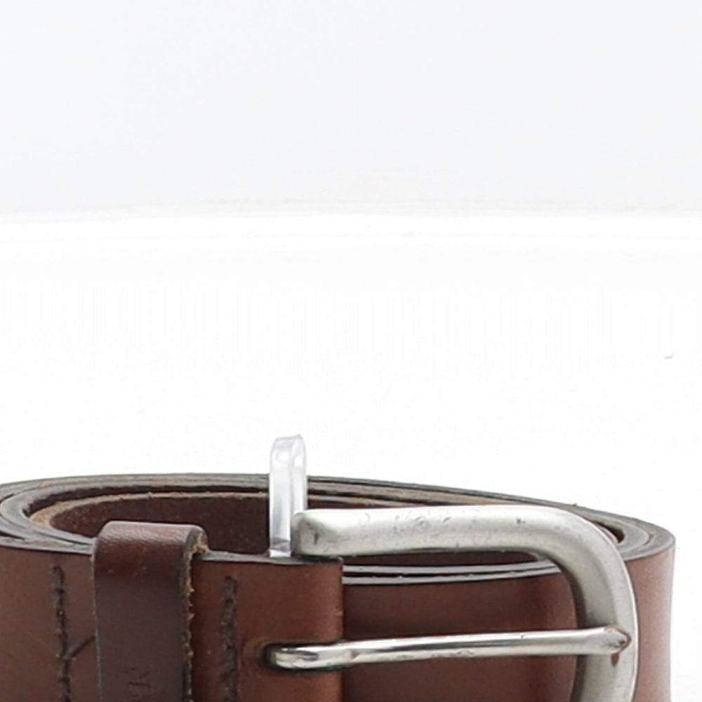 NEXT Mens Brown Solid Leather Dress Belt Belt Size M