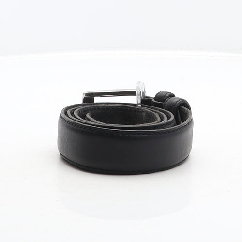 George Mens Black Solid Leather Dress Belt Belt Size M