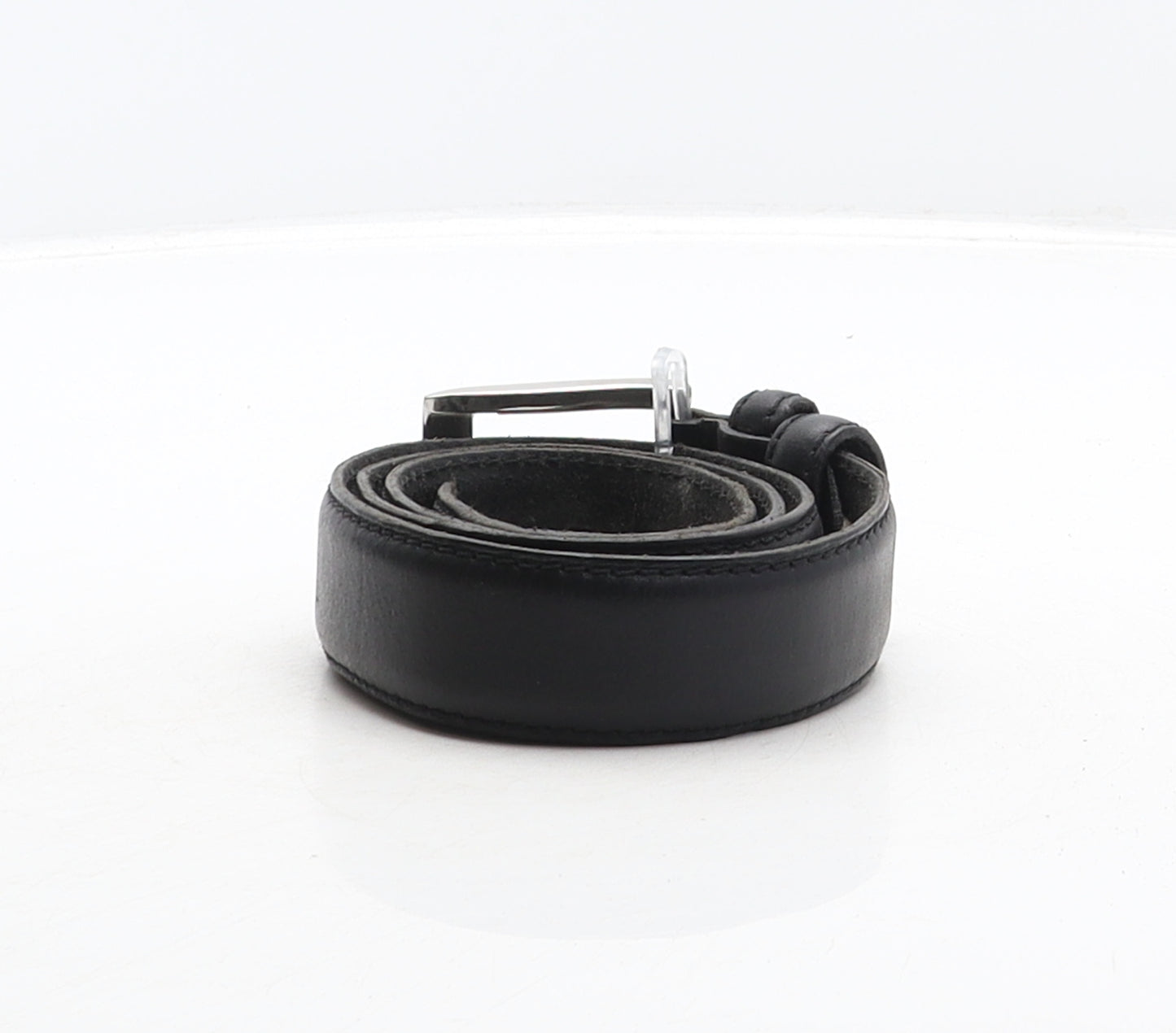 George Mens Black Solid Leather Dress Belt Belt Size M
