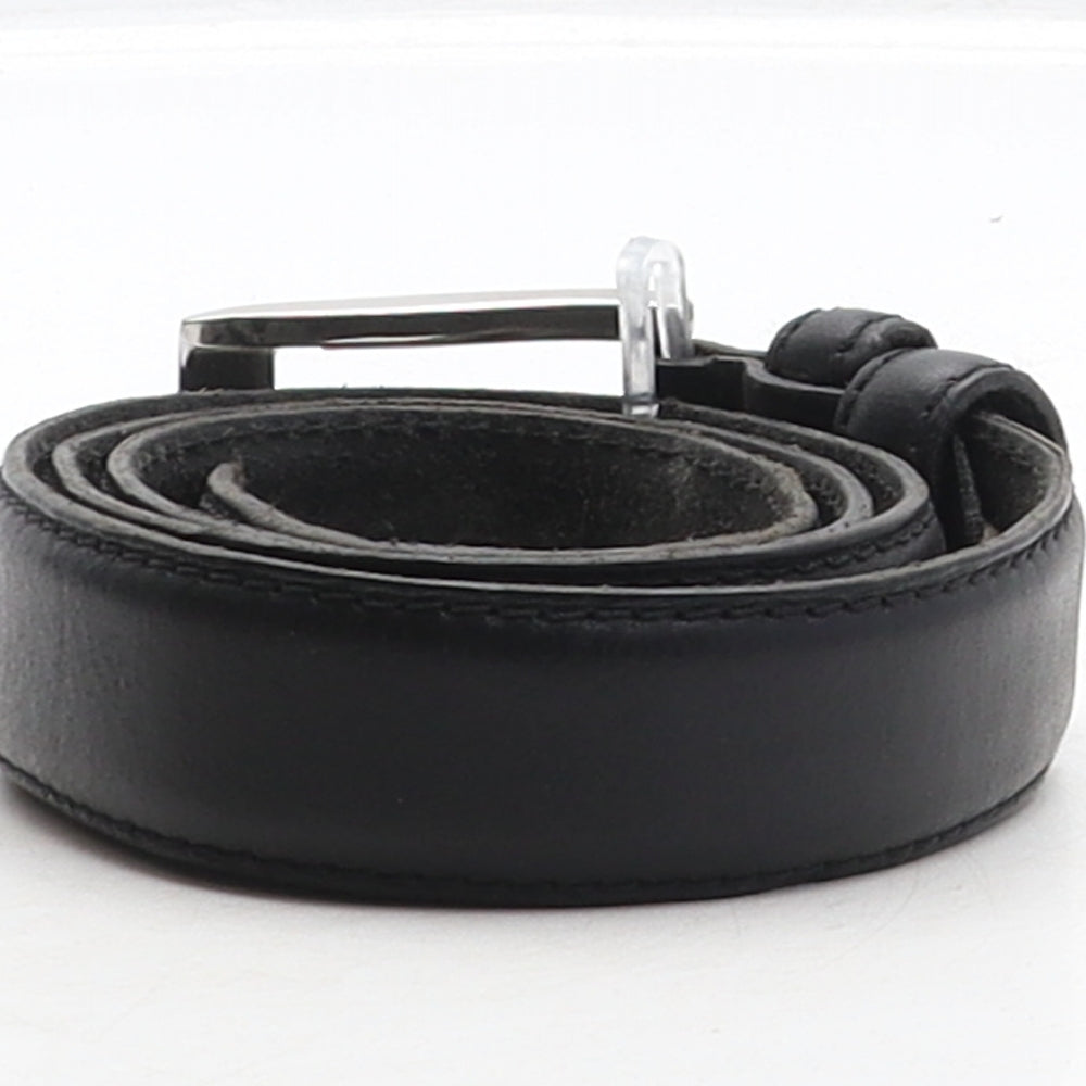 George Mens Black Solid Leather Dress Belt Belt Size M