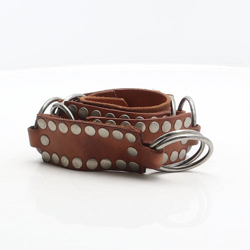Jigsaw Womens Brown Solid Leather Studded Belt Belt Size L