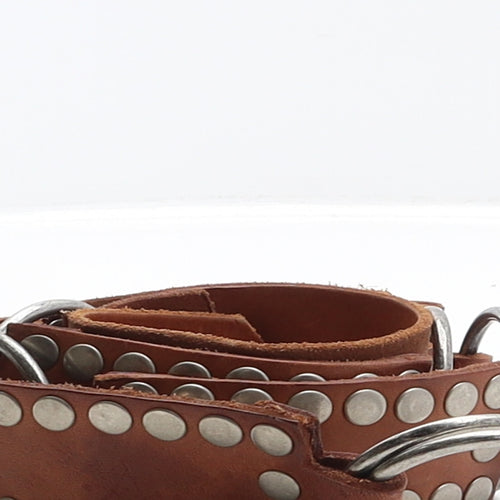 Jigsaw Womens Brown Solid Leather Studded Belt Belt Size L