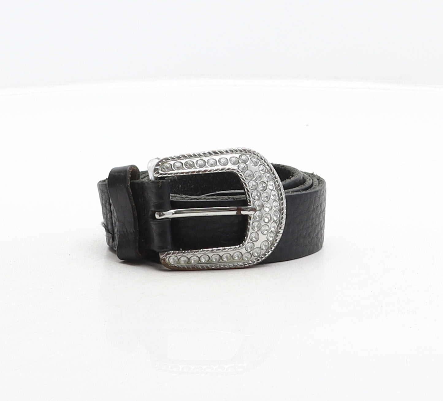 NEXT Womens Black Solid Leather Fashion Belt Belt Size 8