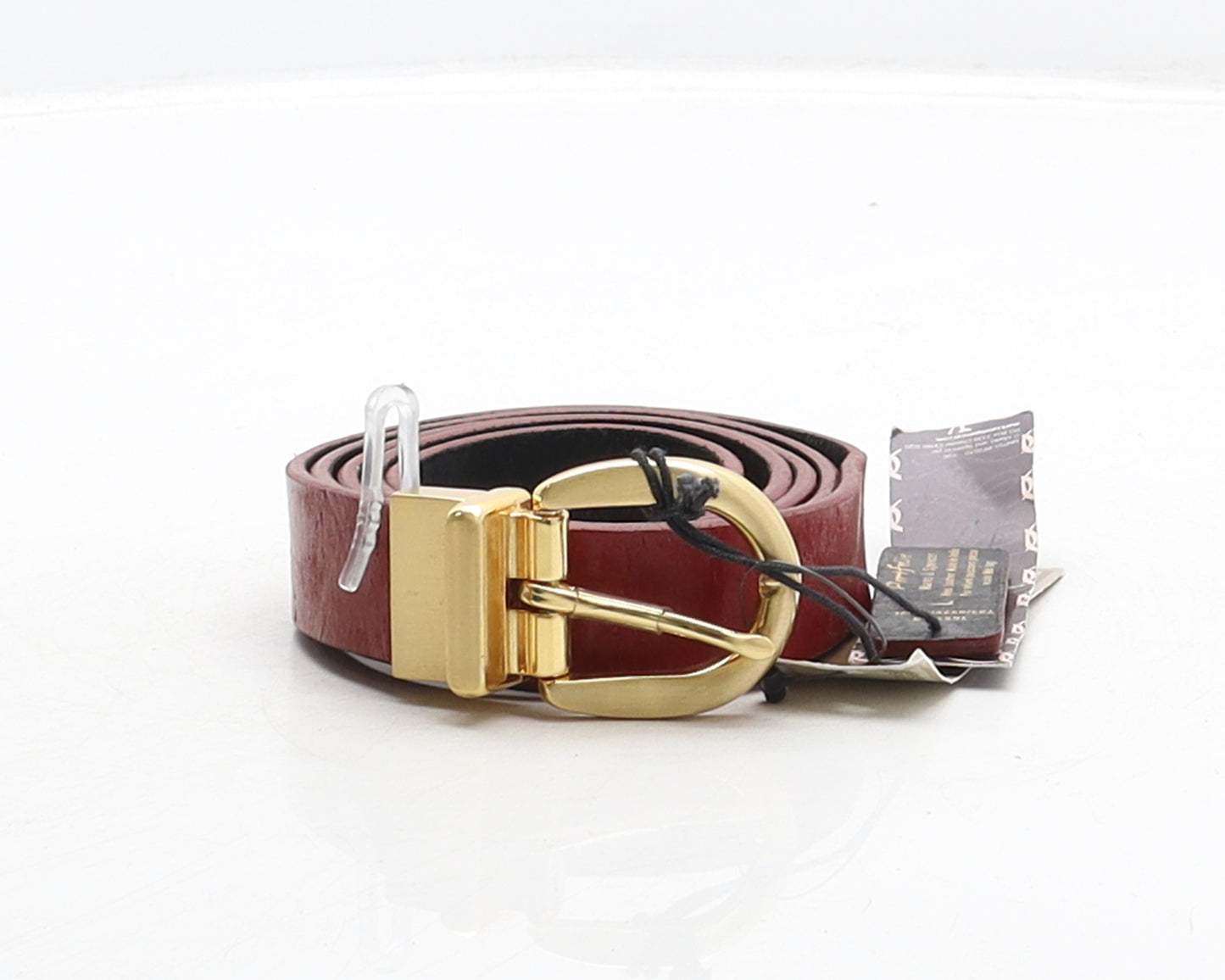 Marks and Spencer Womens Red Solid Leather Adjustable Belt Belt Size L