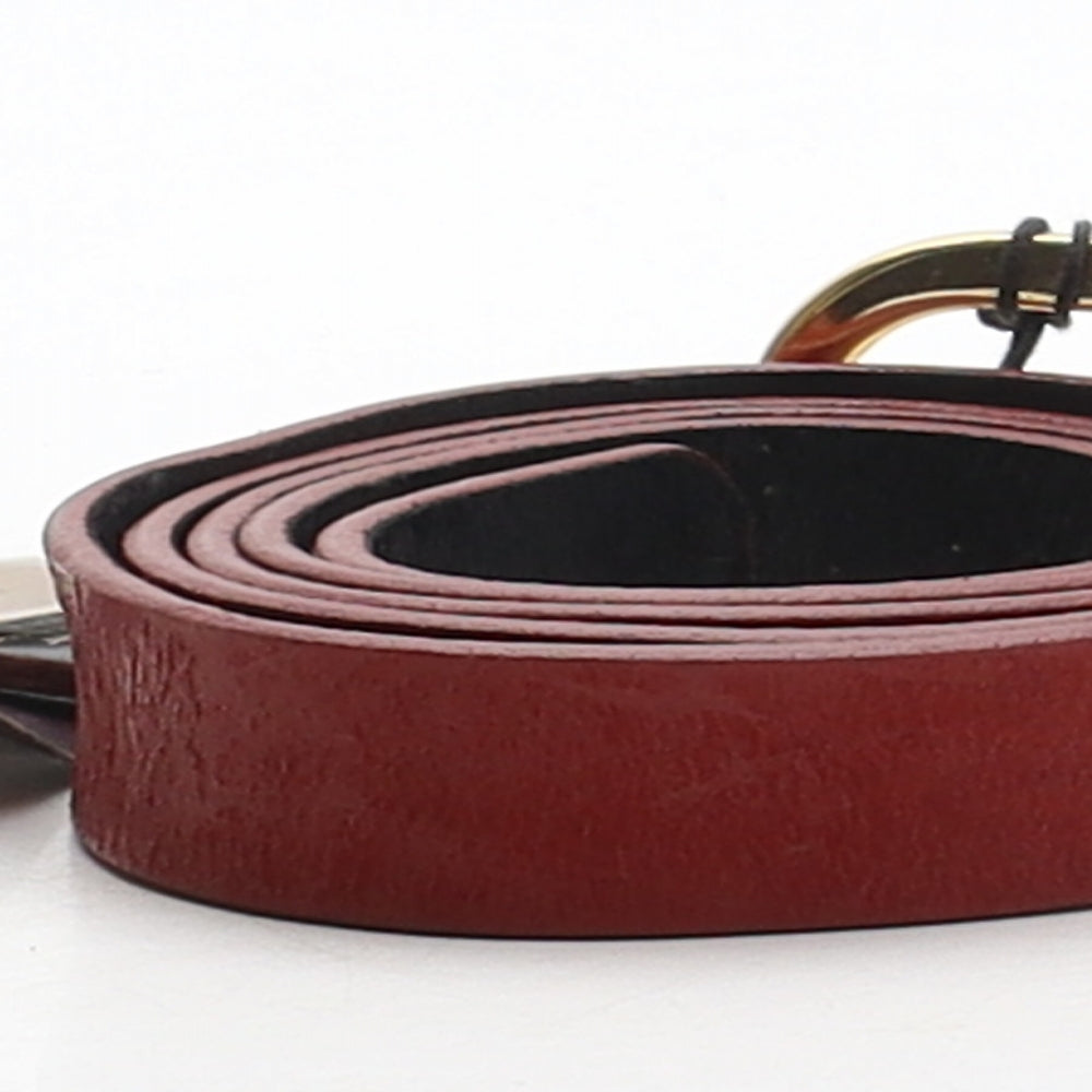Marks and Spencer Womens Red Solid Leather Adjustable Belt Belt Size L