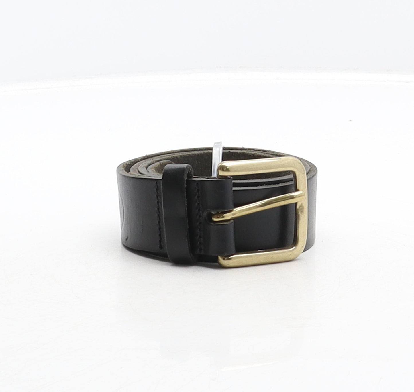 Preworn Mens Black Solid Leather Dress Belt Belt One Size