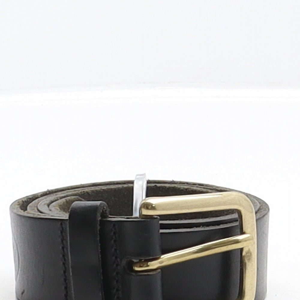 Preworn Mens Black Solid Leather Dress Belt Belt One Size