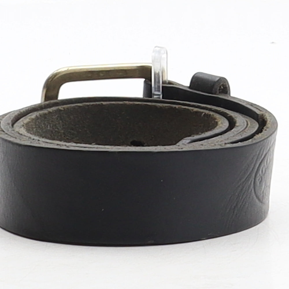 Preworn Mens Black Solid Leather Dress Belt Belt One Size