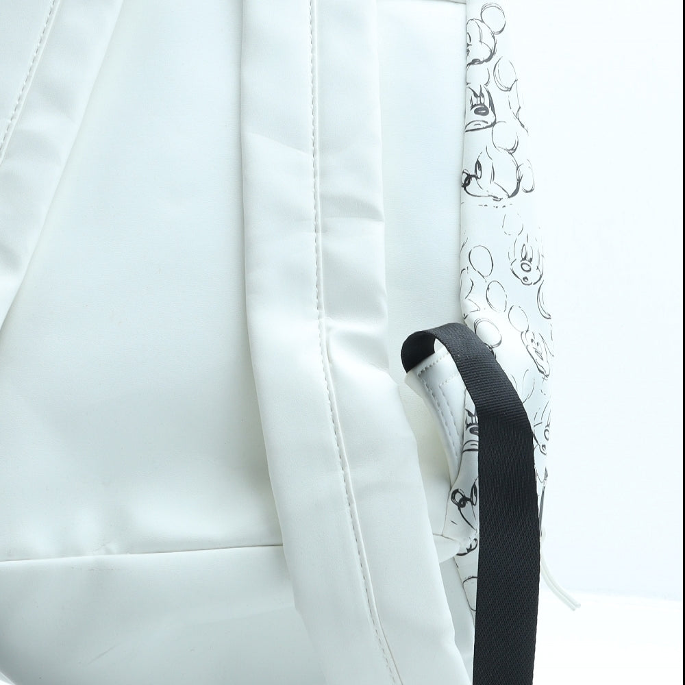 Disney Womens White Geometric Polyurethane Bucket & Drawstring Bag Size Medium - Mickey mouse