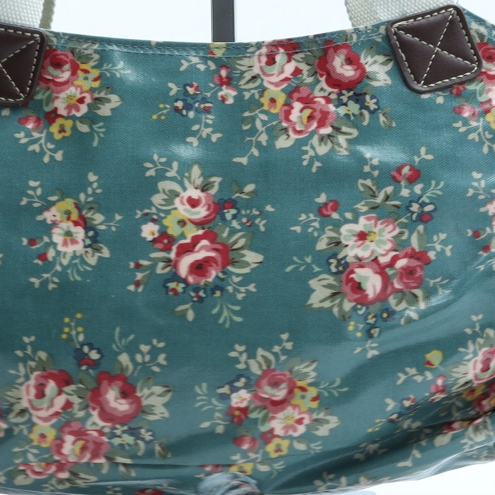 Cora Taylor Womens Green Floral PVC Top Handle Bag Size Medium