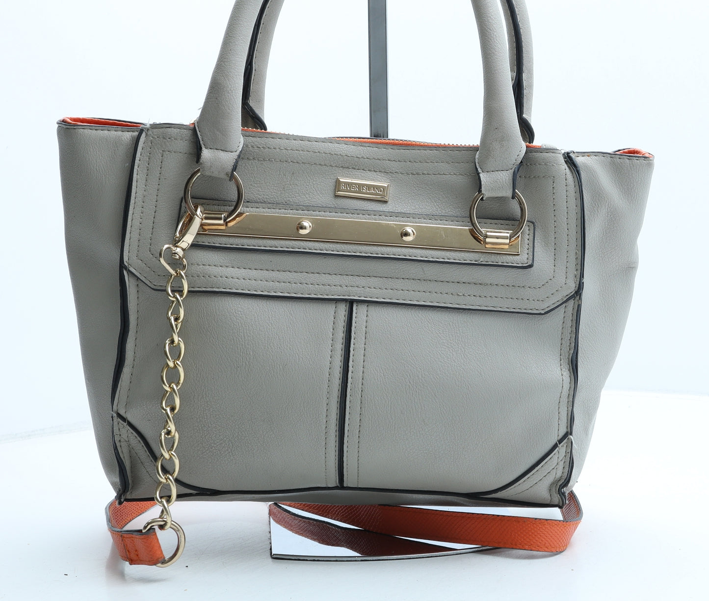River Island Womens Beige Polyurethane Tote Size Small