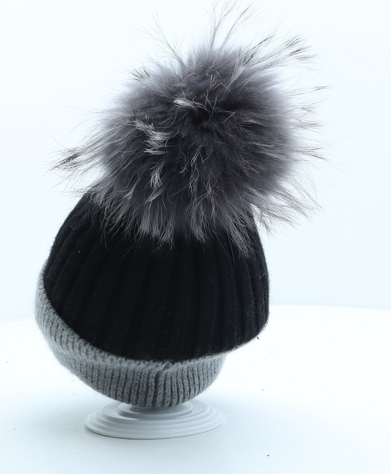 M.H Girls Black Acrylic Bobble Hat One Size