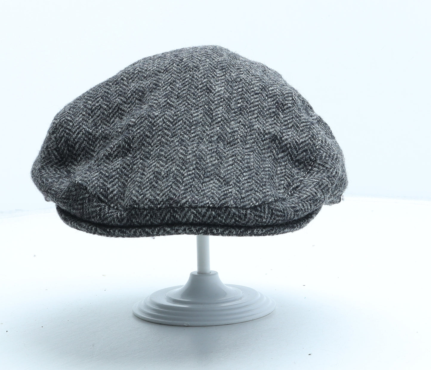 Moon Mens Grey Herringbone Acrylic Flat Cap One Size