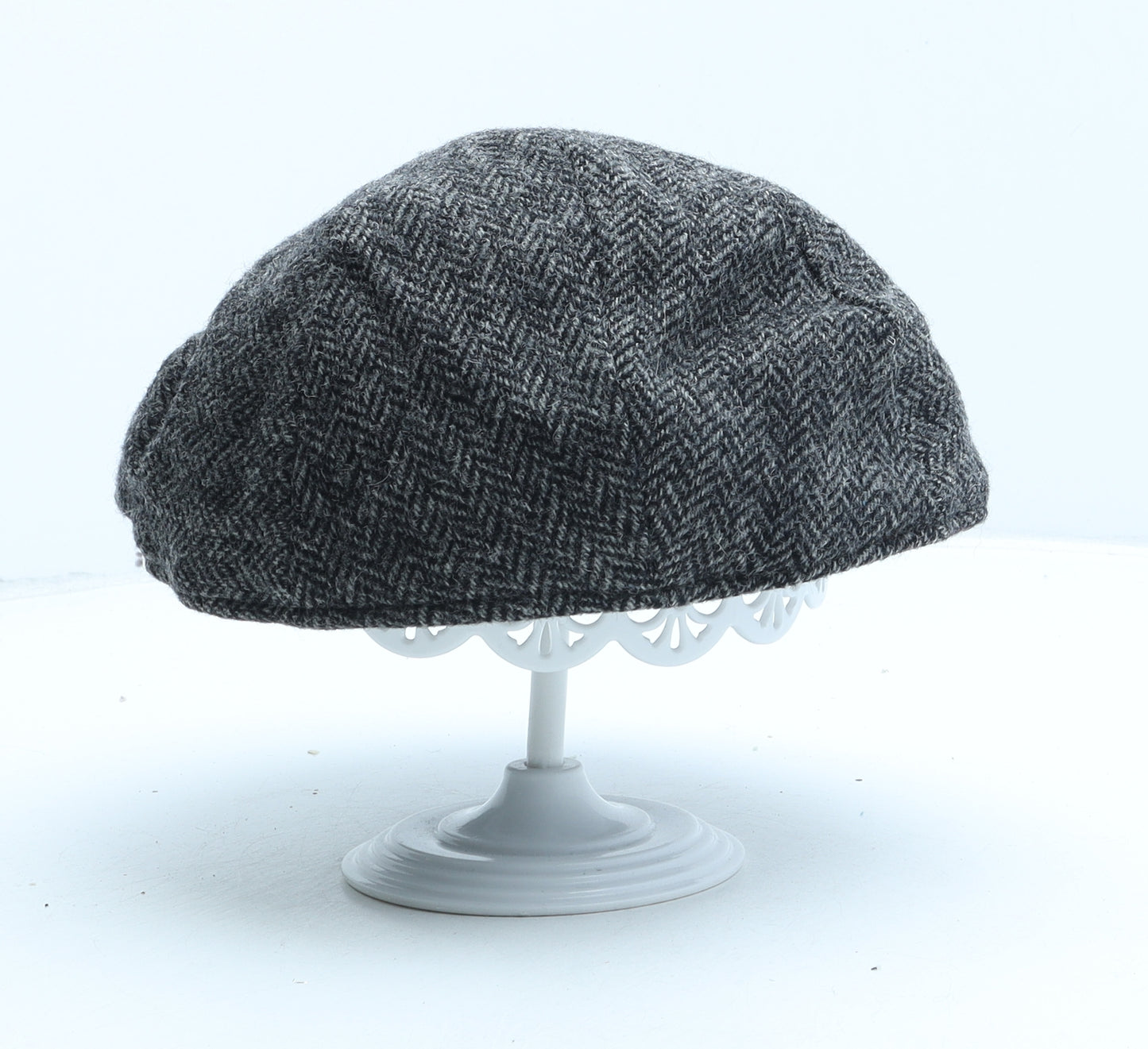 Moon Mens Grey Herringbone Acrylic Flat Cap One Size